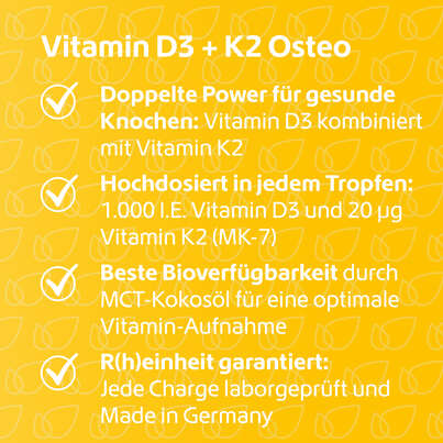 Sie sehen eine Packung R(h)ein Nutrition Vitamin D3 + K2 Osteo Tropfen hochdosiert, Produktbild: 03 R(h)ein Nutrition Vitamin D3 + K2 Osteo Tropfen hochdosiert, A-Nr.: 5987301 - 03