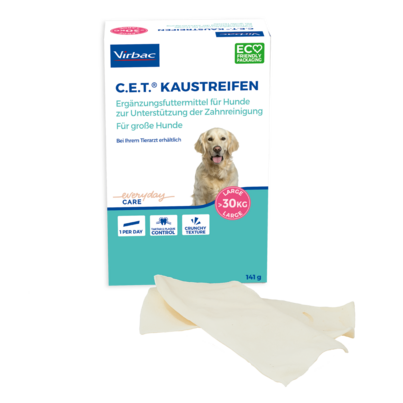 Sie sehen eine Packung C.E.T. Kaustreifen für große Hunde, Produktbild: 01 C.E.T. Kaustreifen für große Hunde, A-Nr.: 2394842 - 01