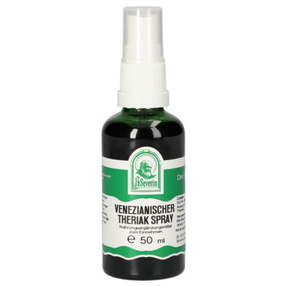 Sie sehen eine Packung VENEZIANISCHER THERIAK SPRAY 50 ML, Produktbild: 01 VENEZIANISCHER THERIAK SPRAY 50 ML, A-Nr.: 4485388 - 01
