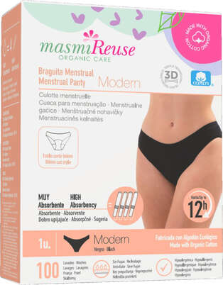 Sie sehen eine Packung Bio Periodenslip Modern Masmi Reuse - Waschbar - Größe XL, Produktbild: 01 Bio Periodenslip Modern Masmi Reuse - Waschbar - Größe XL, A-Nr.: 5995789 - 01