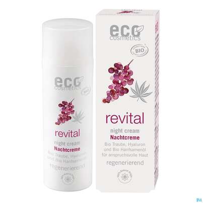 Sie sehen eine Packung Eco Cosmetics Revital Linie Revital Nachtcreme 50ml, Produktbild: 01 Eco Cosmetics Revital Linie Revital Nachtcreme 50ml, A-Nr.: 5774781 - 01