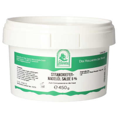 Sie sehen eine Packung STRANDKIEFERNADELÖL SALBE 5% 450 G, Produktbild: 01 STRANDKIEFERNADELÖL SALBE 5% 450 G, A-Nr.: 5802715 - 01