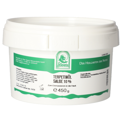 Sie sehen eine Packung TERPENTINOEL SALBE 10% 450 G, Produktbild: 01 TERPENTINOEL SALBE 10% 450 G, A-Nr.: 5802773 - 01