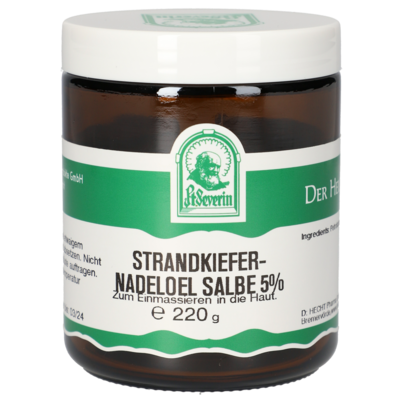 Sie sehen eine Packung STRANDKIEFERNADELÖL SALBE 5% 220 G, Produktbild: 01 STRANDKIEFERNADELÖL SALBE 5% 220 G, A-Nr.: 5358083 - 01