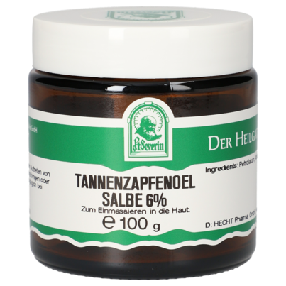 Sie sehen eine Packung TANNENZAPFENÖL SALBE 6% 100 G, Produktbild: 01 TANNENZAPFENÖL SALBE 6% 100 G, A-Nr.: 5358114 - 01