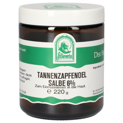 Sie sehen eine Packung TANNENZAPFENÖL SALBE 6% 220 G, Produktbild: 01 TANNENZAPFENÖL SALBE 6% 220 G, A-Nr.: 5358120 - 01