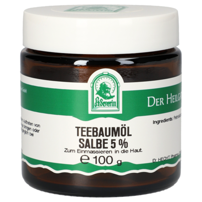 Sie sehen eine Packung TEEBAUMOEL SALBE 5% 100 G, Produktbild: 01 TEEBAUMOEL SALBE 5% 100 G, A-Nr.: 5304041 - 01