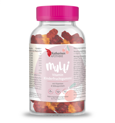 Sie sehen eine Packung Multivitamin Fruchtgummi 60 Stück, Produktbild: 01 Multivitamin Fruchtgummi 60 Stück, A-Nr.: 8034369 - 01