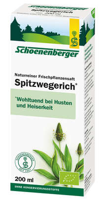 Sie sehen eine Packung Schoenenberger Bio-Pflanzensaft Spitzwegerich, Produktbild: 01 Schoenenberger Bio-Pflanzensaft Spitzwegerich, A-Nr.: 2579292 - 01
