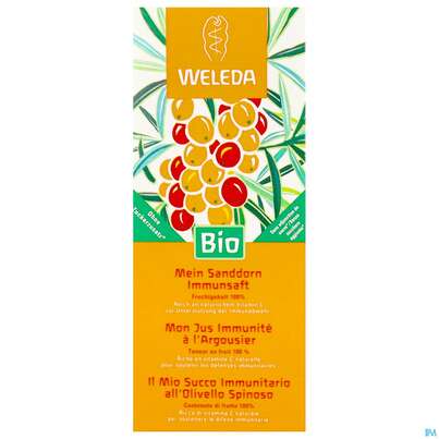Sie sehen eine Packung Weleda Mein Sanddorn Immunsaft 200ml, Produktbild: 01 Weleda Mein Sanddorn Immunsaft 200ml, A-Nr.: 5829105 - 01