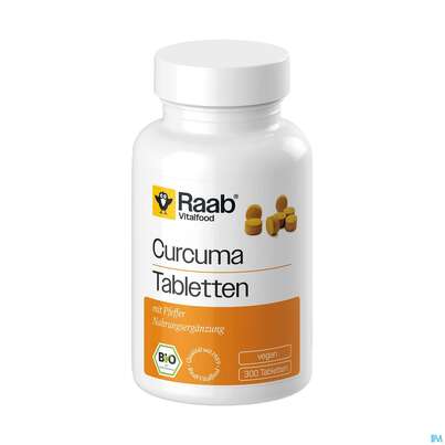 Sie sehen eine Packung Curcuma Tabl Bio Vegan -raab 300st, Produktbild: 03 Curcuma Tabl Bio Vegan -raab 300st, A-Nr.: 4350990 - 03