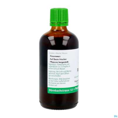 Sie sehen eine Packung Rosenwurz Tinktur Phytopharma 100ml, Produktbild: 10 Rosenwurz Tinktur Phytopharma 100ml, A-Nr.: 4434965 - 10