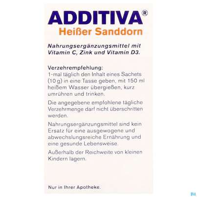 Sie sehen eine Packung Additiva Pulver Heisser Sanddorn Granatapfel 10st, Produktbild: 08 Additiva Pulver Heisser Sanddorn Granatapfel 10st, A-Nr.: 5810146 - 08
