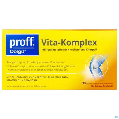 Sie sehen eine Packung Proff Dolgit Vita-komplex 12g 30st, Produktbild: 01 Proff Dolgit Vita-komplex 12g 30st, A-Nr.: 5876406 - 01