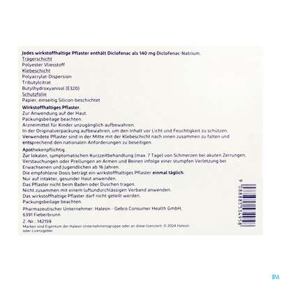 Voltadol 24h Schmerzpflaster Wirkstoffhaltig 140mg 2st, A-Nr.: 5534953 - 04