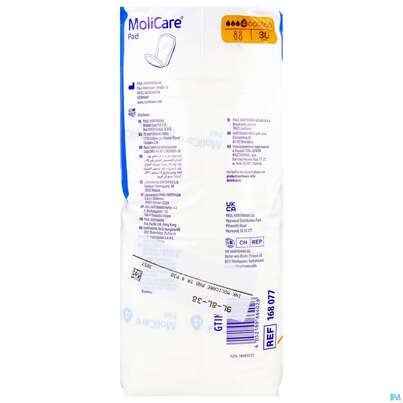 Sie sehen eine Packung Inkontinenz Molicare Pad Tropfen 4 P30 30st, Produktbild: 06 Inkontinenz Molicare Pad Tropfen 4 P30 30st, A-Nr.: 5934322 - 06