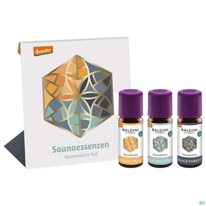 Sie sehen eine Packung Sauna Essenz Taoasis Baldini Kennenlernset 3x10ml 1pk, Produktbild: 03 Sauna Essenz Taoasis Baldini Kennenlernset 3x10ml 1pk, A-Nr.: 4891645 - 03