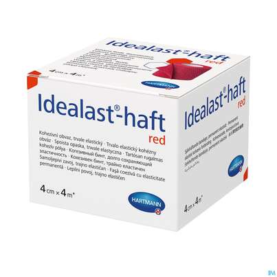 Sie sehen eine Packung Elastische Binden Idealast/haft Kohaesiv/color Rot 4mx 4cm 1st, Produktbild: 01 Elastische Binden Idealast/haft Kohaesiv/color Rot 4mx 4cm 1st, A-Nr.: 4174613 - 01