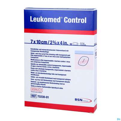 Sie sehen eine Packung Wundverband Leukomed/control Transparent 7x10cm 7323001 10st, Produktbild: 03 Wundverband Leukomed/control Transparent 7x10cm 7323001 10st, A-Nr.: 4387562 - 03