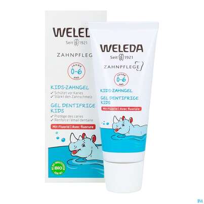 Sie sehen eine Packung Zahngel Weleda Mit Fluorid Kids 50ml, Produktbild: 12 Zahngel Weleda Mit Fluorid Kids 50ml, A-Nr.: 5908655 - 12
