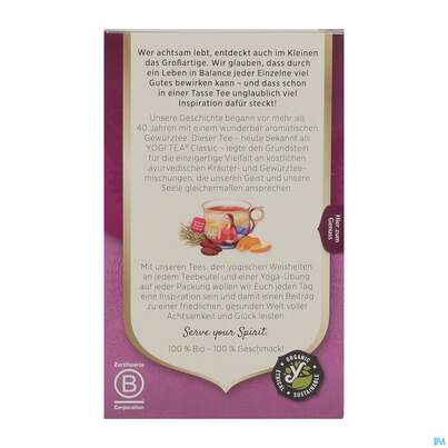 Sie sehen eine Packung Yogi Tea Bio Seelenbalsam 17st, Produktbild: 10 Yogi Tea Bio Seelenbalsam 17st, A-Nr.: 5750119 - 10