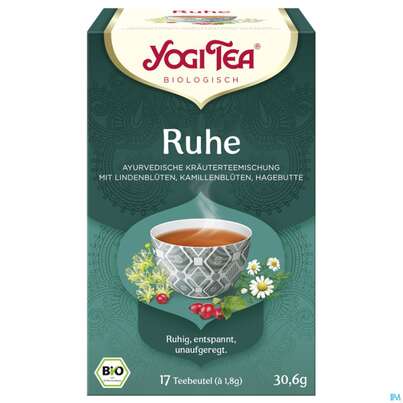 Sie sehen eine Packung Yogi Tea Bio Ruhe 30,6g 17st, Produktbild: 02 Yogi Tea Bio Ruhe 30,6g 17st, A-Nr.: 5749949 - 02