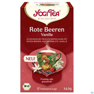 Sie sehen eine Packung Yogi Tea Bio Rote Beere Vanille 34,0g 17st, Produktbild: 02 Yogi Tea Bio Rote Beere Vanille 34,0g 17st, A-Nr.: 5879416 - 02