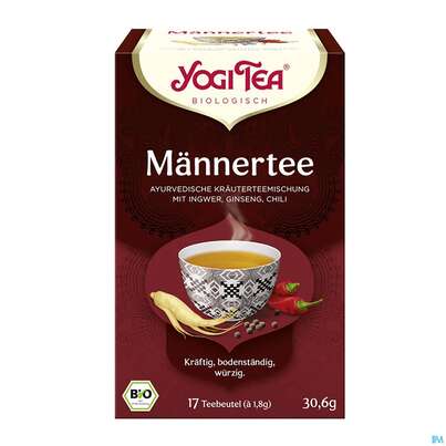 Sie sehen eine Packung Yogi Tea Bio Maenner Tee 30,6g 17st, Produktbild: 01 Yogi Tea Bio Maenner Tee 30,6g 17st, A-Nr.: 5749978 - 01