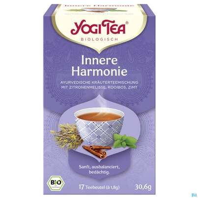 Sie sehen eine Packung Yogi Tea Bio Innere Harmonie 30,6g 17st, Produktbild: 02 Yogi Tea Bio Innere Harmonie 30,6g 17st, A-Nr.: 5879327 - 02