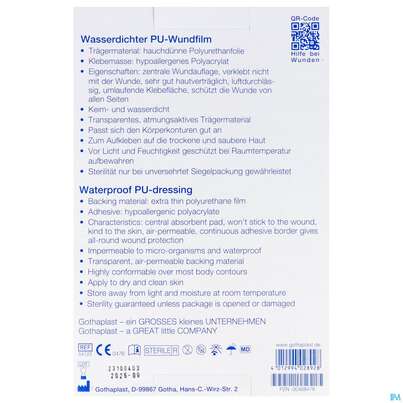 Wundverband Gota-por Pu-wundfilm Steril Wasserfest 150x100mm 5st, A-Nr.: 2982295 - 03