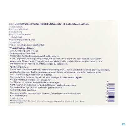 Sie sehen eine Packung Voltadol 24h Schmerzpflaster Wirkstoffhaltig 140mg 5st, Produktbild: 04 Voltadol 24h Schmerzpflaster Wirkstoffhaltig 140mg 5st, A-Nr.: 5534976 - 04