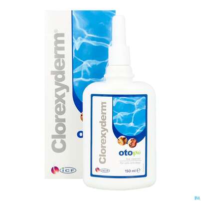 Sie sehen eine Packung Veterinaerprodukte Clorexyderm Oto Piu 150ml, Produktbild: 12 Veterinaerprodukte Clorexyderm Oto Piu 150ml, A-Nr.: 4840458 - 12