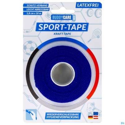Sie sehen eine Packung Tape Buddycare/med/sport Latexfrei 3,8cmx 10m Blau 1st, Produktbild: 02 Tape Buddycare/med/sport Latexfrei 3,8cmx 10m Blau 1st, A-Nr.: 5844978 - 02