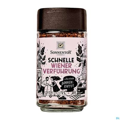 Sie sehen eine Packung Sonnentor Kaffee/bio Instant Wiener Verfuehrung 01096 100g, Produktbild: 01 Sonnentor Kaffee/bio Instant Wiener Verfuehrung 01096 100g, A-Nr.: 5744627 - 01