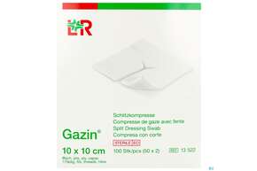 Schlitzkompressen Gazin 17faedig Steril 8fach 10x 10cm 50x2 100st, A-Nr.: 2404411 - 01