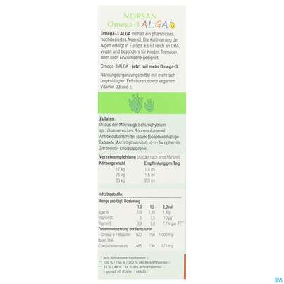 Omega -3 Norsan Oel/alga F Kinder Zitrone 50ml, A-Nr.: 5825969 - 07