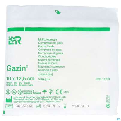 Mullkompressen Gazin Baumw.17faedig Steril 16fach 12,5x10cm 5st, A-Nr.: 2570167 - 03