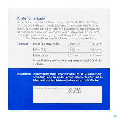 Helfe Cordis Kohlensaeurebad Fuer Teilbaeder 8 Tabl 920g 500g Pulver, A-Nr.: 5921822 - 04