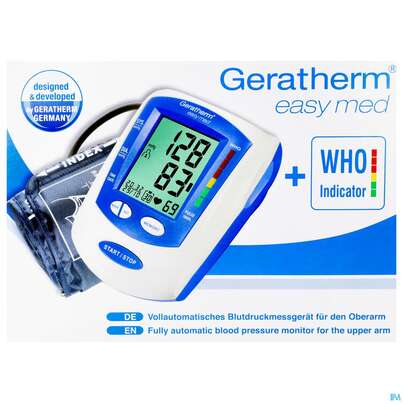 Sie sehen eine Packung Blutdruckmesser Geratherm Oberarm Easy Med 1st, Produktbild: 01 Blutdruckmesser Geratherm Oberarm Easy Med 1st, A-Nr.: 3965927 - 01