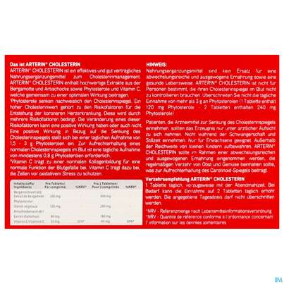 Sie sehen eine Packung Arterin Tabl Cholesterin Bergamotte/pflanzlich 50000 90st, Produktbild: 05 Arterin Tabl Cholesterin Bergamotte/pflanzlich 50000 90st, A-Nr.: 5803057 - 05