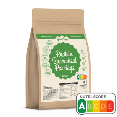 Sie sehen eine Packung GreenFood Nutrition Protein-Buchweizenbrei 500g Kakao, Produktbild: 01 GreenFood Nutrition Protein-Buchweizenbrei 500g Kakao, A-Nr.: 5833621 - 01
