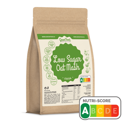 Sie sehen eine Packung GreenFood Nutrition Low Sugar Hafer Schnellbrei 500g Kakao, Produktbild: 01 GreenFood Nutrition Low Sugar Hafer Schnellbrei 500g Kakao, A-Nr.: 5633856 - 01