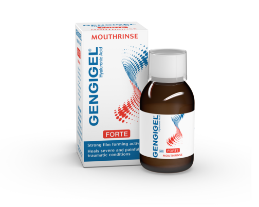 Sie sehen eine Packung Gengigel® Mundspülung Forte – intensive Pflege für den gesamten Mundraum nach zahnärztlichen Eingriffen, Produktbild: 02 Gengigel® Mundspülung Forte – intensive Pflege für den gesamten Mundraum nach zahnärztlichen Eingriffen, A-Nr.: 5986796 - 02