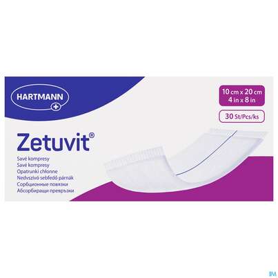 Sie sehen eine Packung Saugkompresse Zetuvit Unsteril 10x 20cm 30st, Produktbild: 02 Saugkompresse Zetuvit Unsteril 10x 20cm 30st, A-Nr.: 1166530 - 02