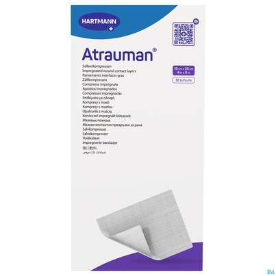 Sie sehen eine Packung Wundauflagen Atrauman Salbenvlies Wirkstofffr Steril 10x 20cm 30st, Produktbild: 02 Wundauflagen Atrauman Salbenvlies Wirkstofffr Steril 10x 20cm 30st, A-Nr.: 1520115 - 02