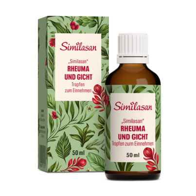 Sie sehen eine Packung „Similasan“ Rheuma und Gicht Tropfen zum Einnehmen, Produktbild: 01 „Similasan“ Rheuma und Gicht Tropfen zum Einnehmen, A-Nr.: 0752355 - 01