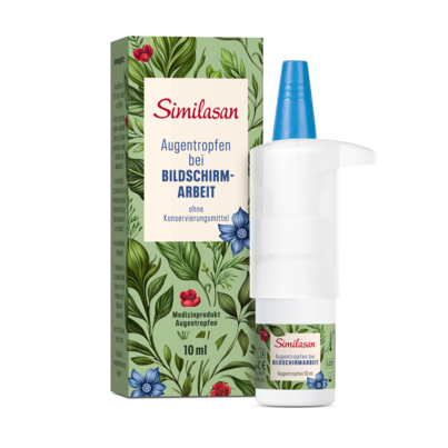 Sie sehen eine Packung Similasan Augentropfen bei Bildschirmarbeit, Produktbild: 01 Similasan Augentropfen bei Bildschirmarbeit, A-Nr.: 5665922 - 01