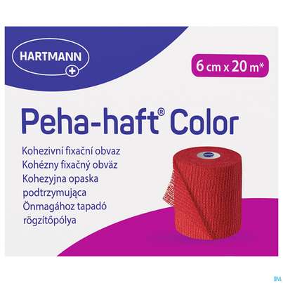 Sie sehen eine Packung Peha-haft Color Latexfrei Red 20mx 6cm 1st, Produktbild: 02 Peha-haft Color Latexfrei Red 20mx 6cm 1st, A-Nr.: 3879783 - 02