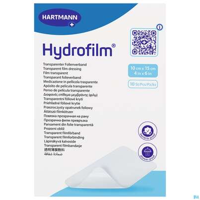 Sie sehen eine Packung Wundverband Hydrofilm 10x 15cm 10st, Produktbild: 03 Wundverband Hydrofilm 10x 15cm 10st, A-Nr.: 1657765 - 03