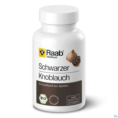 Sie sehen eine Packung Schwarzer Knoblauch Kapseln Bio Raab 50st, Produktbild: 01 Schwarzer Knoblauch Kapseln Bio Raab 50st, A-Nr.: 5870935 - 01